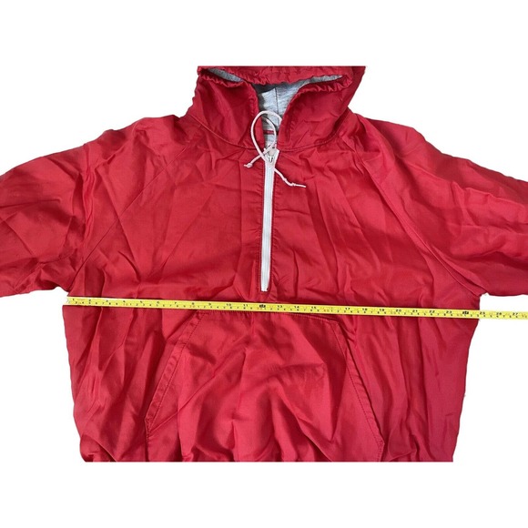 Vintage 80s Harv-Al Red Large 1/2 Zip USA Pullover Hooded Windbreaker Jacket VTG - Picture 4 of 7